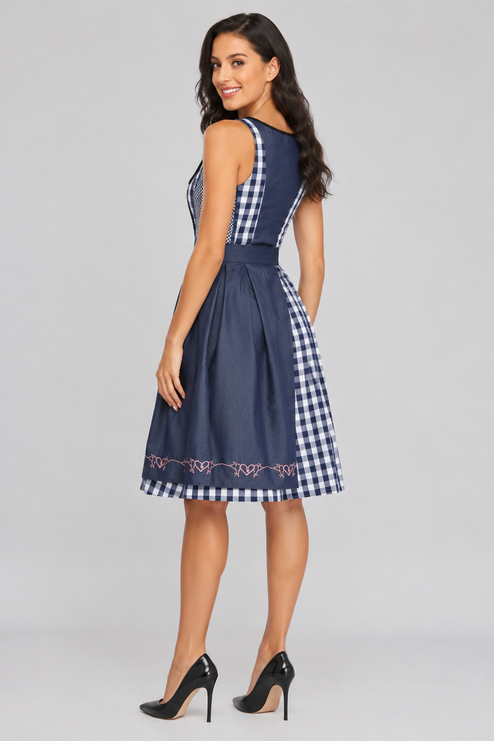 Plaid snørelukningsdirndl kjole