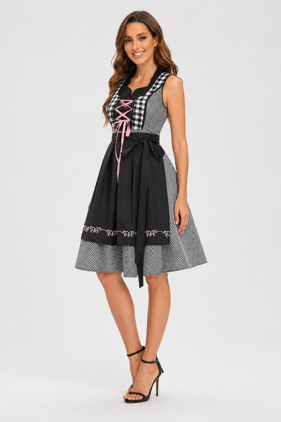 Plaid snørelukningsdirndl kjole