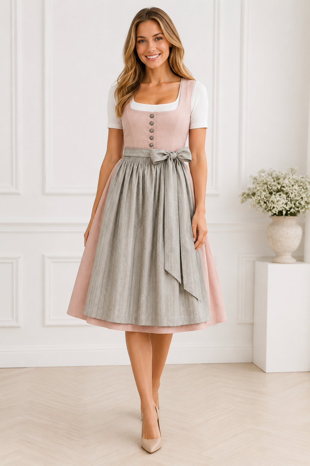 Midi šaty s detailem Heritage Bow