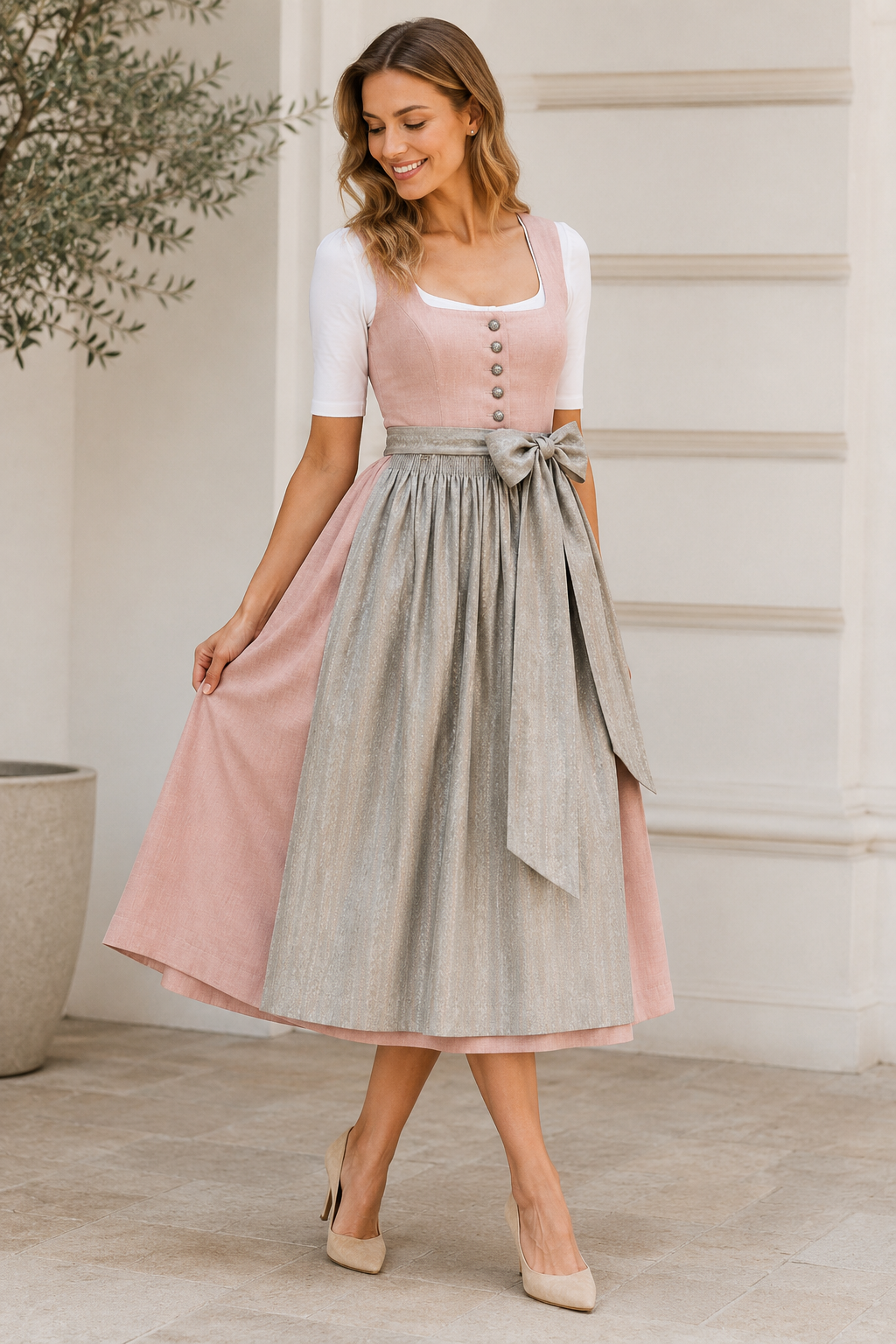 Midi šaty s detailem Heritage Bow