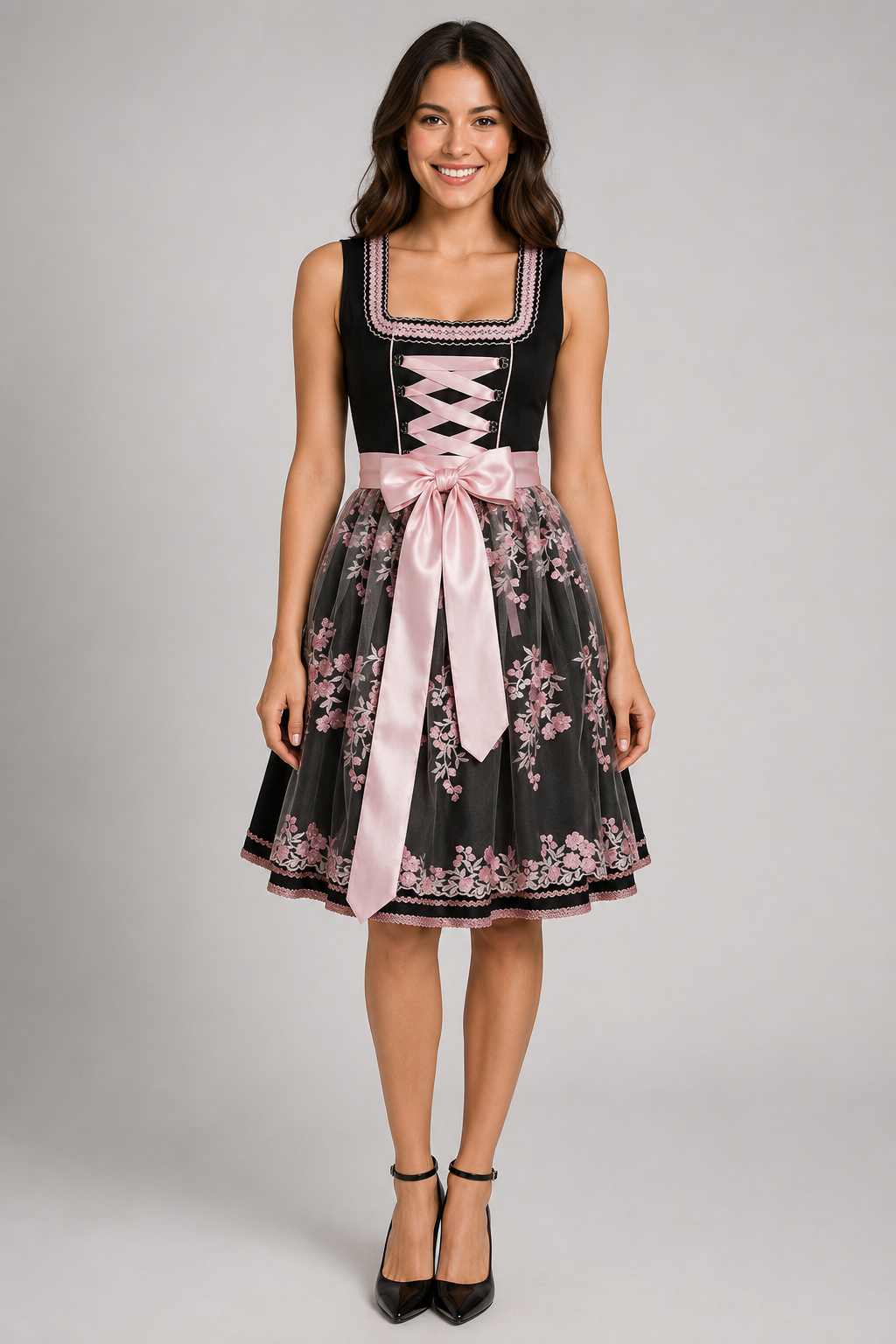 Midi šaty Dirndl s mašlí