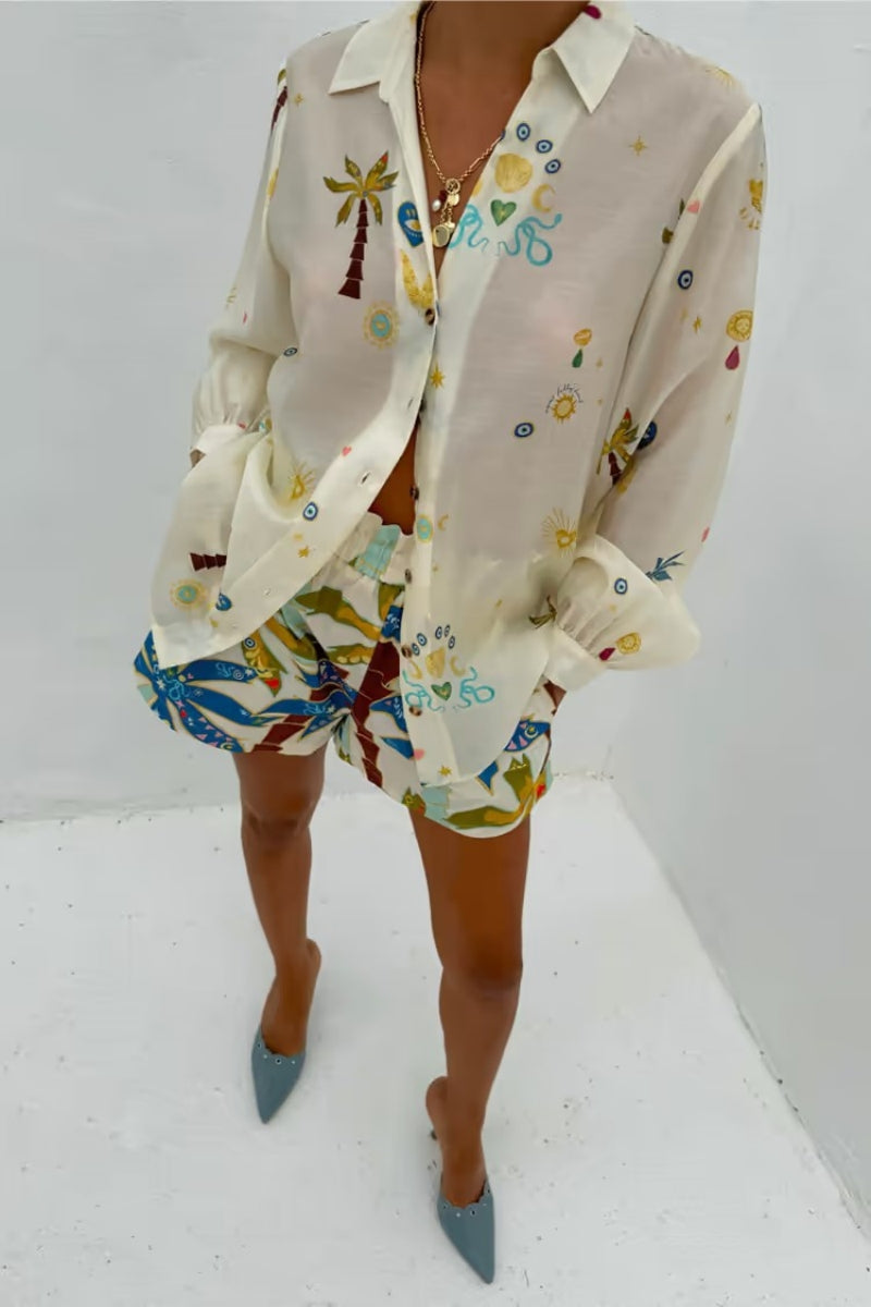 Printed Summer Shorts Set