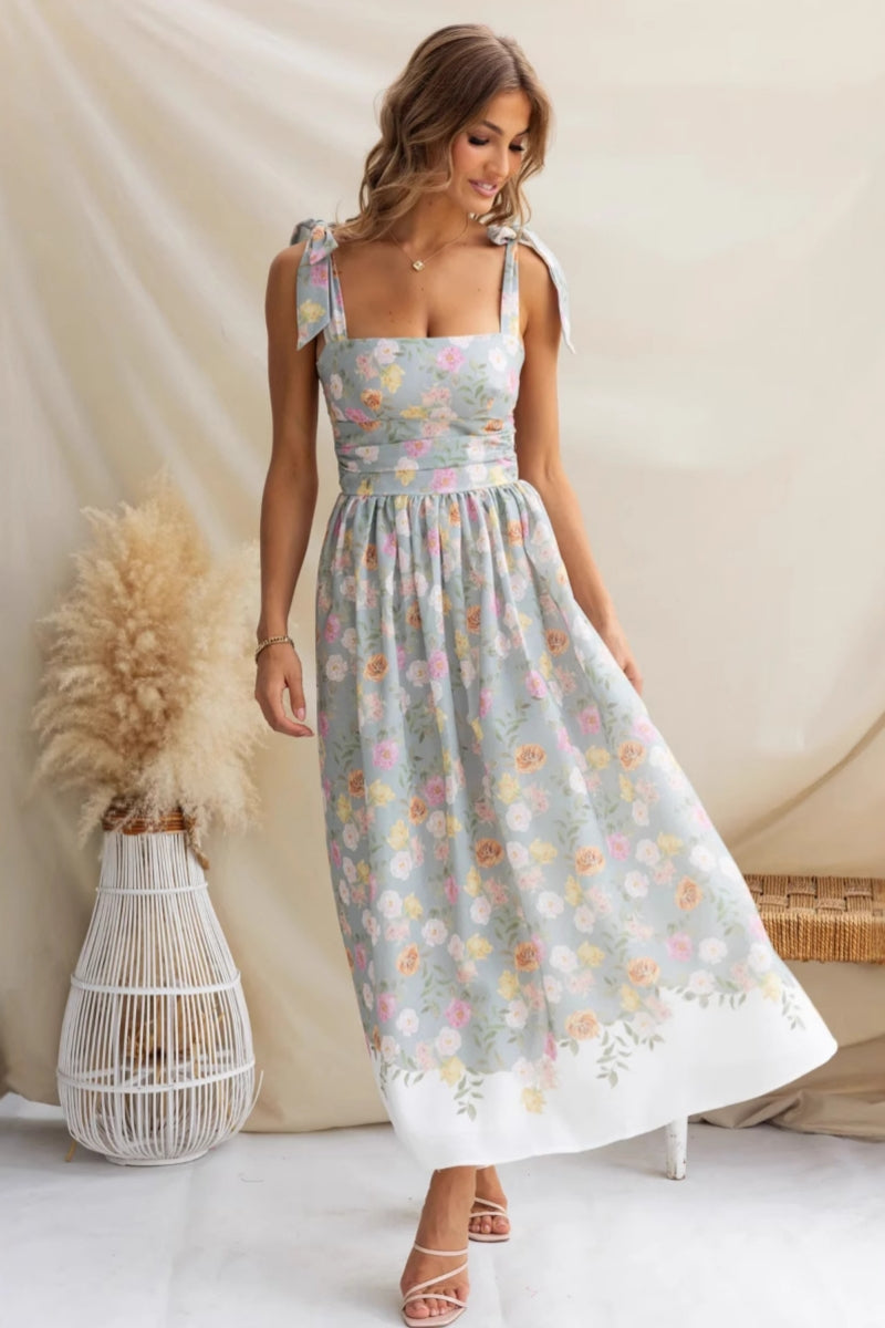 Summer New French Floral Slip Midi Dress