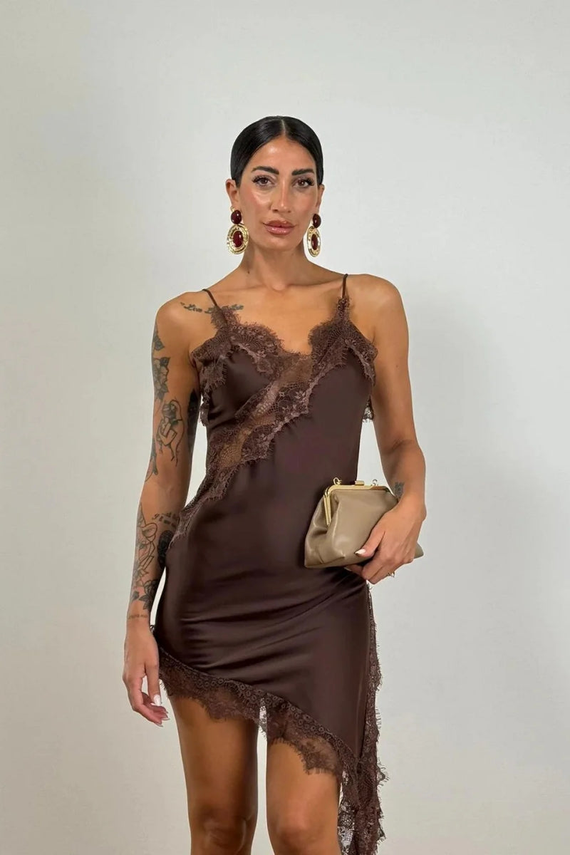 Elegant Lace-Trimmed Slip Mini Dress