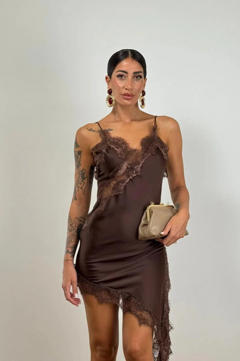 Elegant Lace-Trimmed Slip Mini Dress