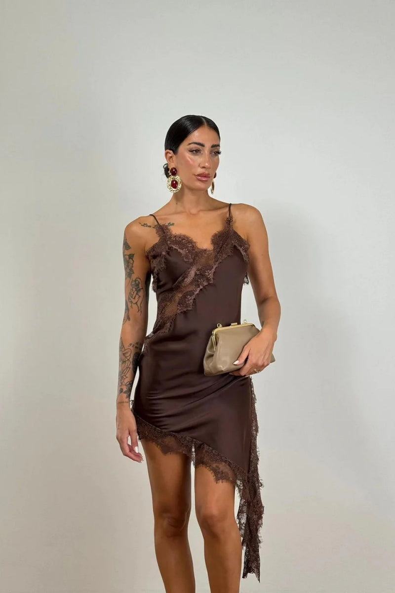 Elegant Lace-Trimmed Slip Mini Dress