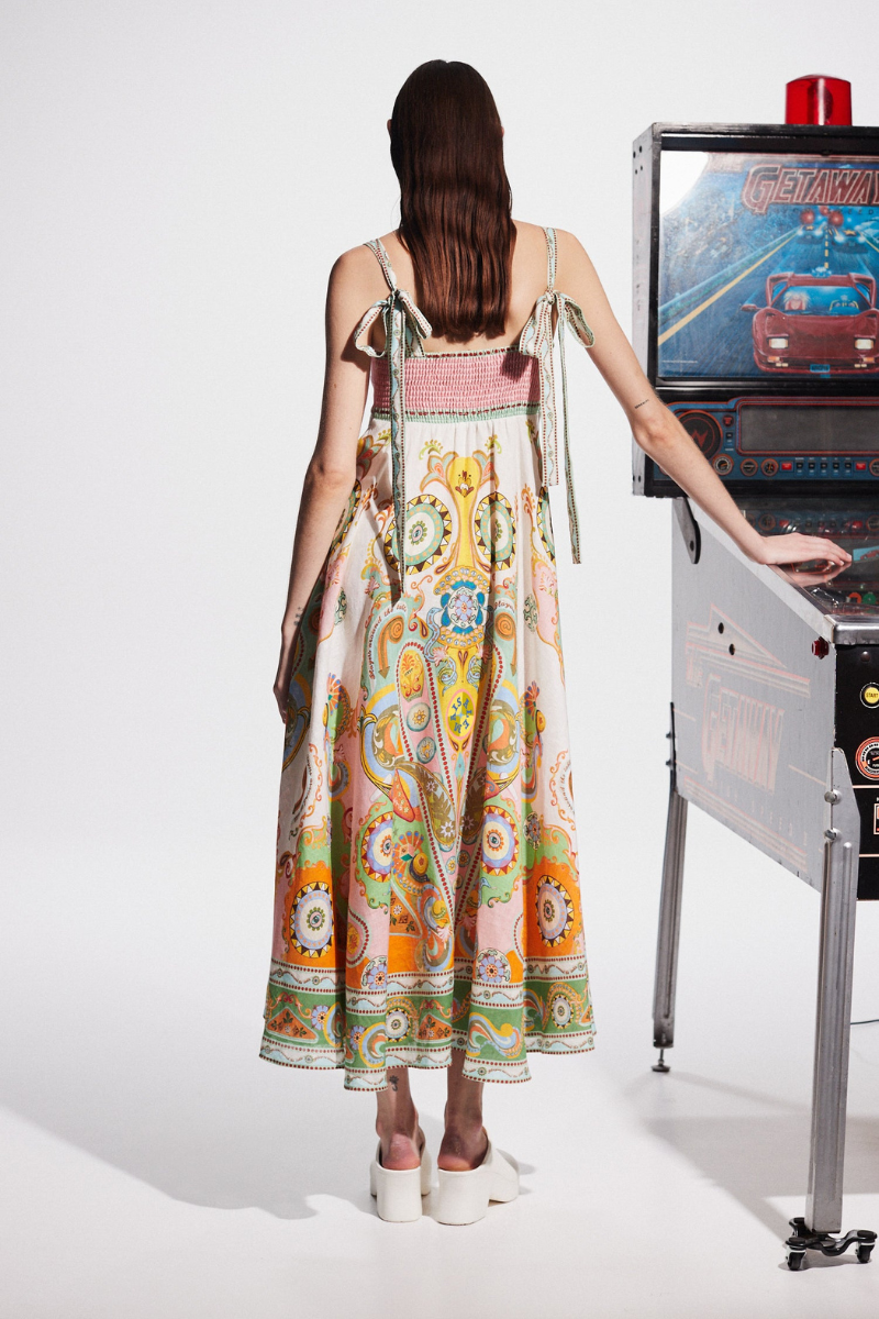 CAMISOLE UNIQUE HOLIDAY PRINT MIDI DRESS