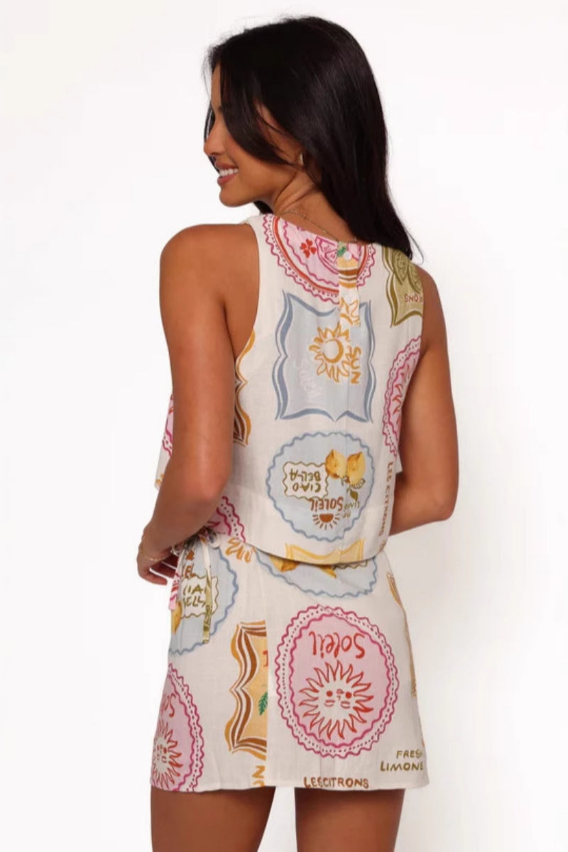 Retro Linen Vest & Shorts Set