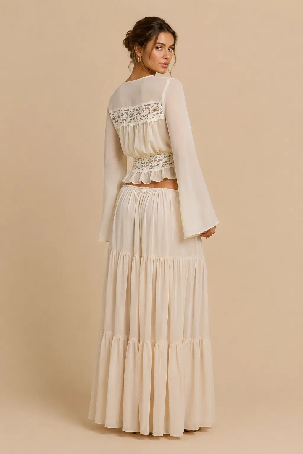 Romantische kanten maxi-set