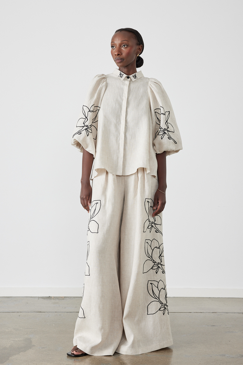CASUAL LINEN FLORAL SUIT