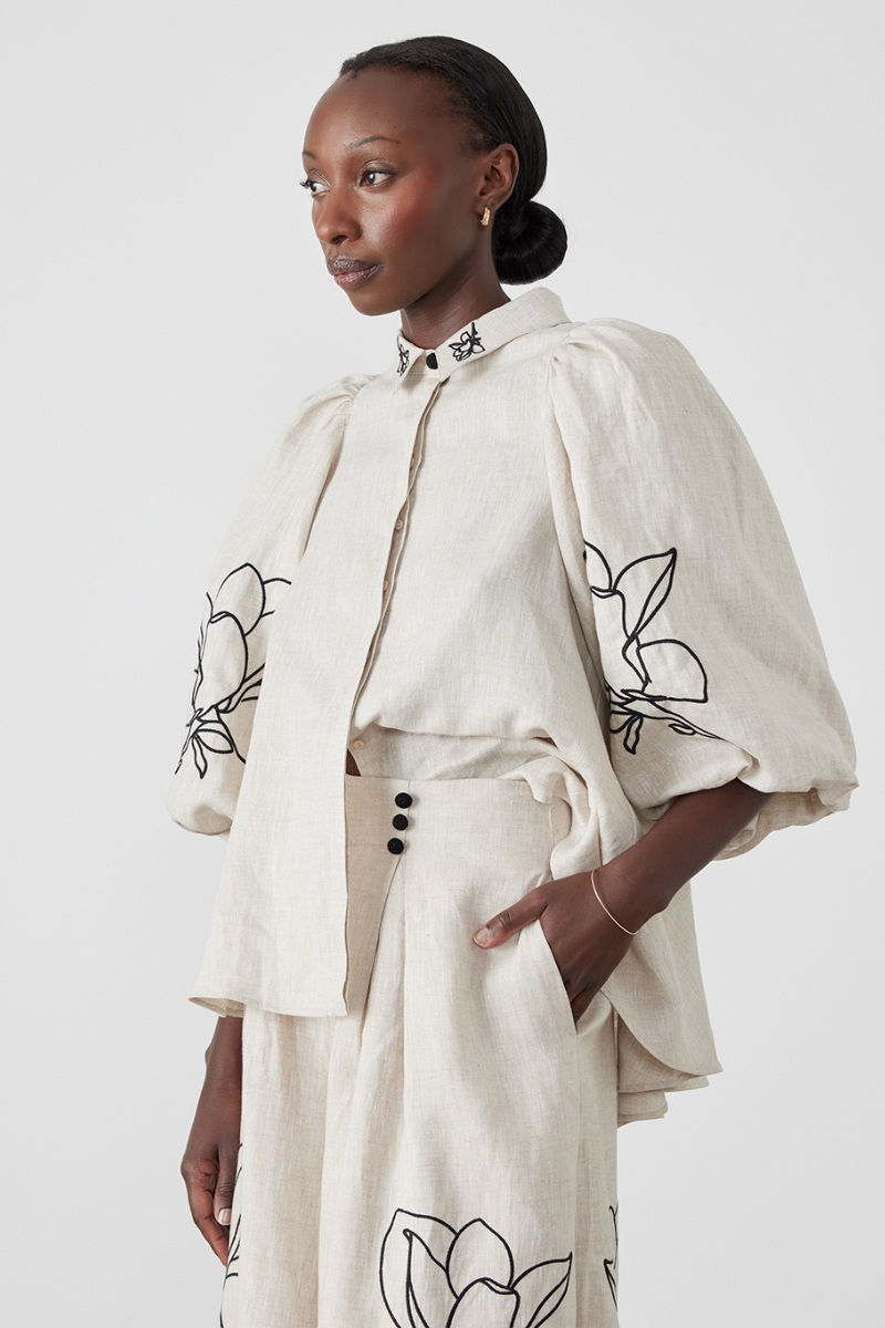 CASUAL LINEN FLORAL SUIT