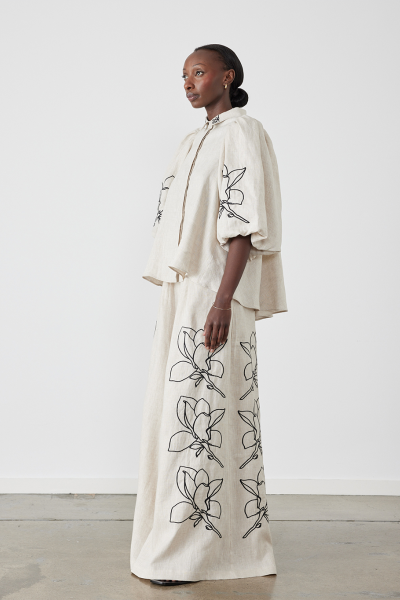 CASUAL LINEN FLORAL SUIT