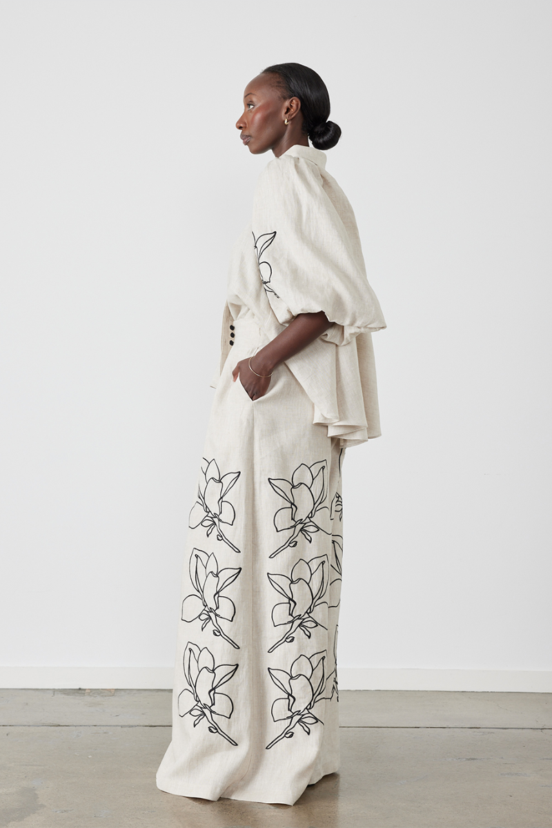 CASUAL LINEN FLORAL SUIT
