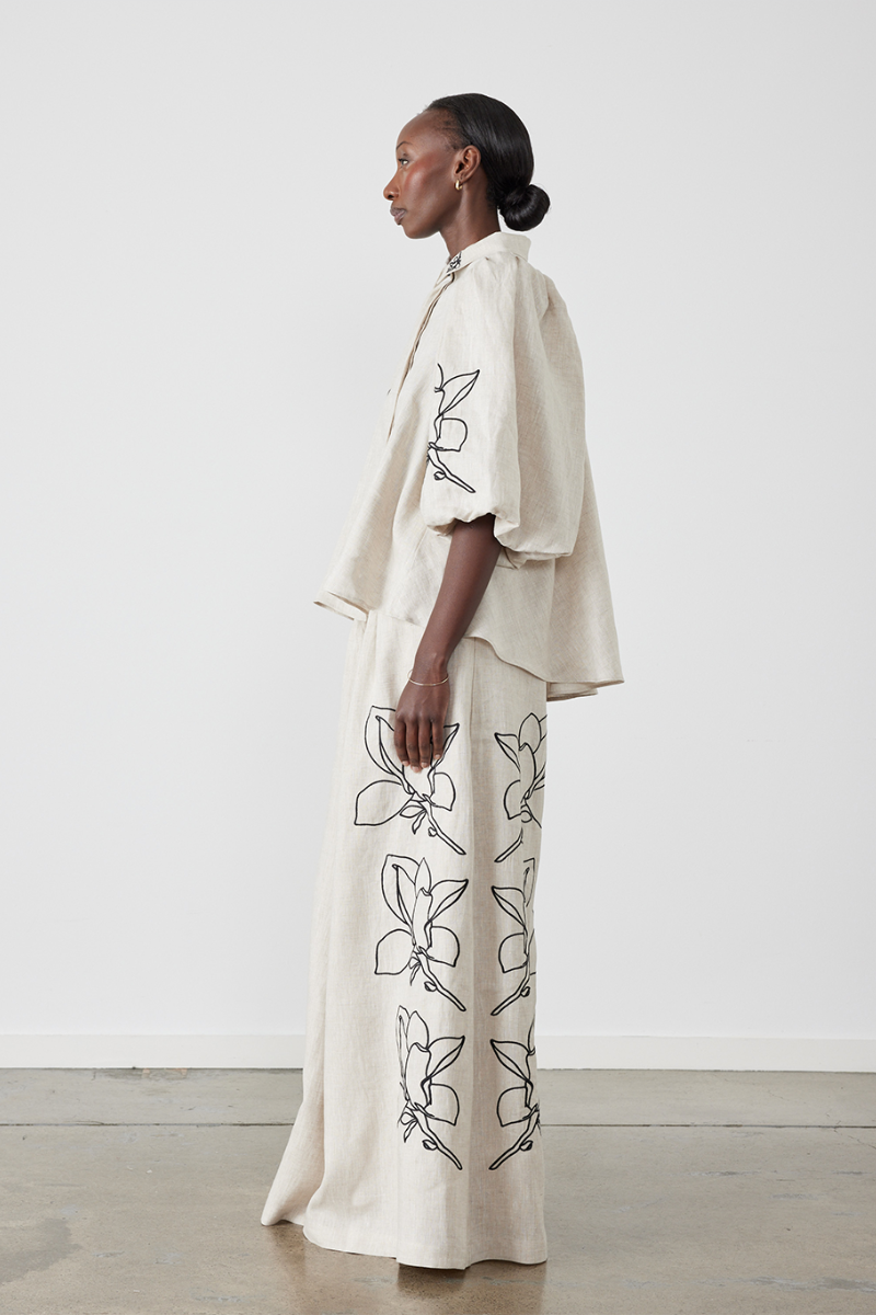CASUAL LINEN FLORAL SUIT