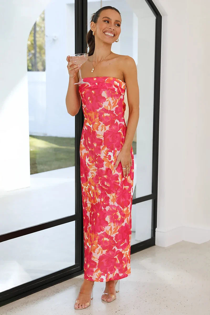 Miya Maxi-jurk - Roze/Rode Bloemen