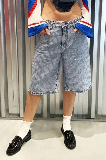 Light Blue Denim Sparkling Shorts