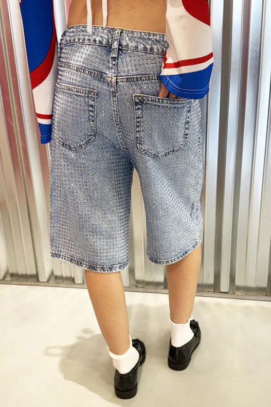 Light Blue Denim Sparkling Shorts