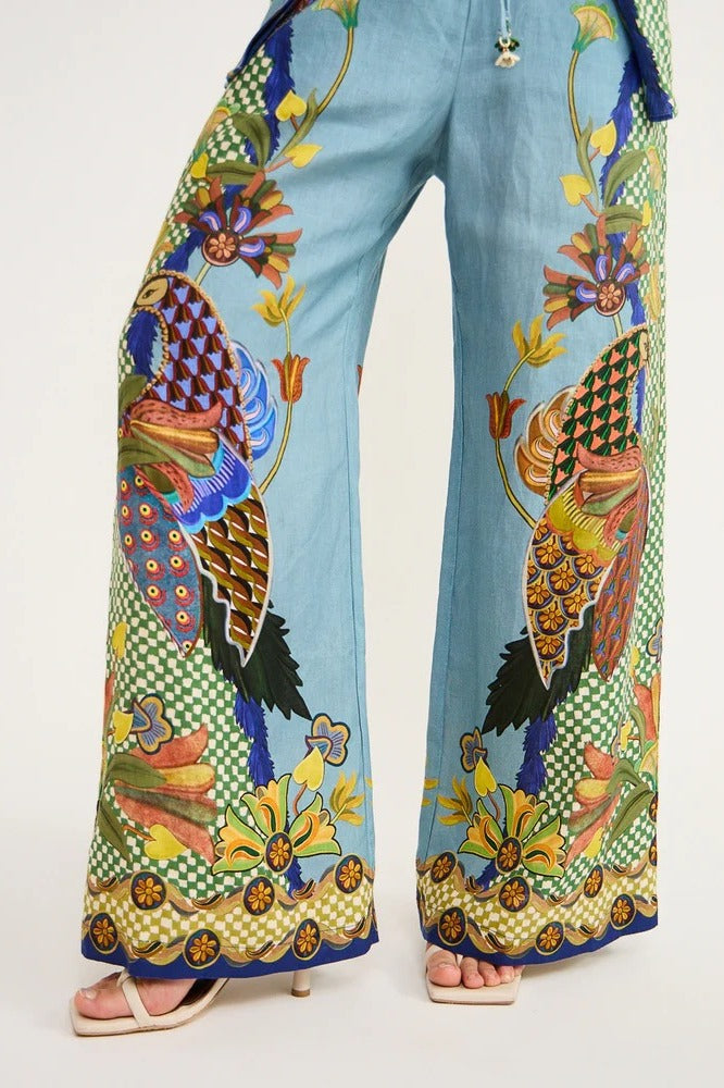 Printed Puff Sleeve Shirt Two-Piece Set