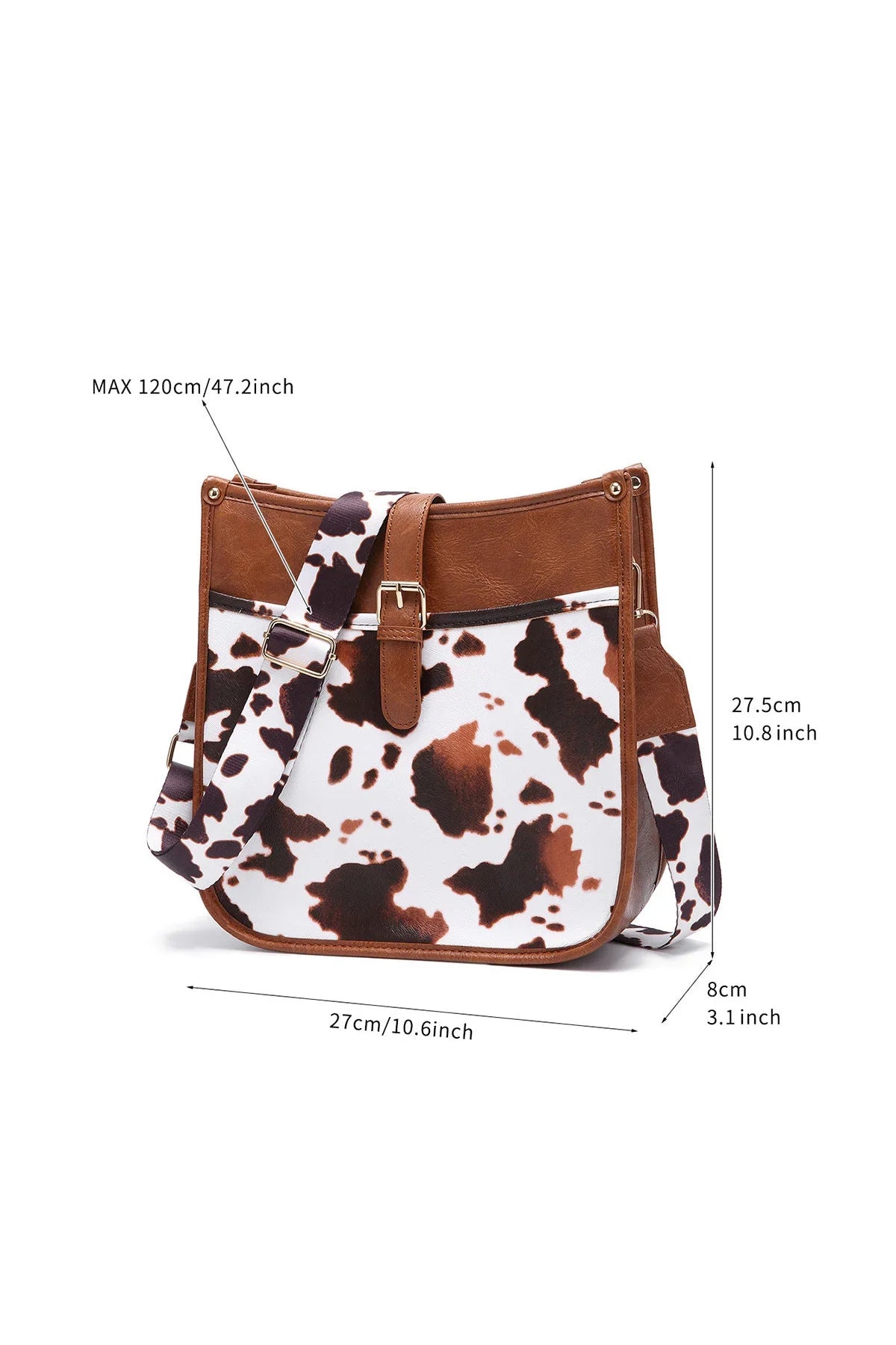 Western Cowboy Stijl Bruine Koeienprint Crossbody Tas