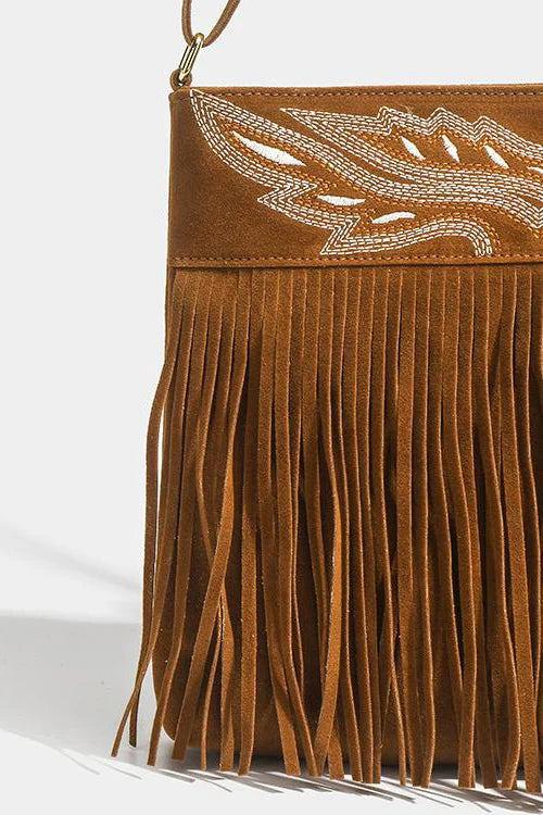 Western Cowboy Bruine Franje Crossbody Tas