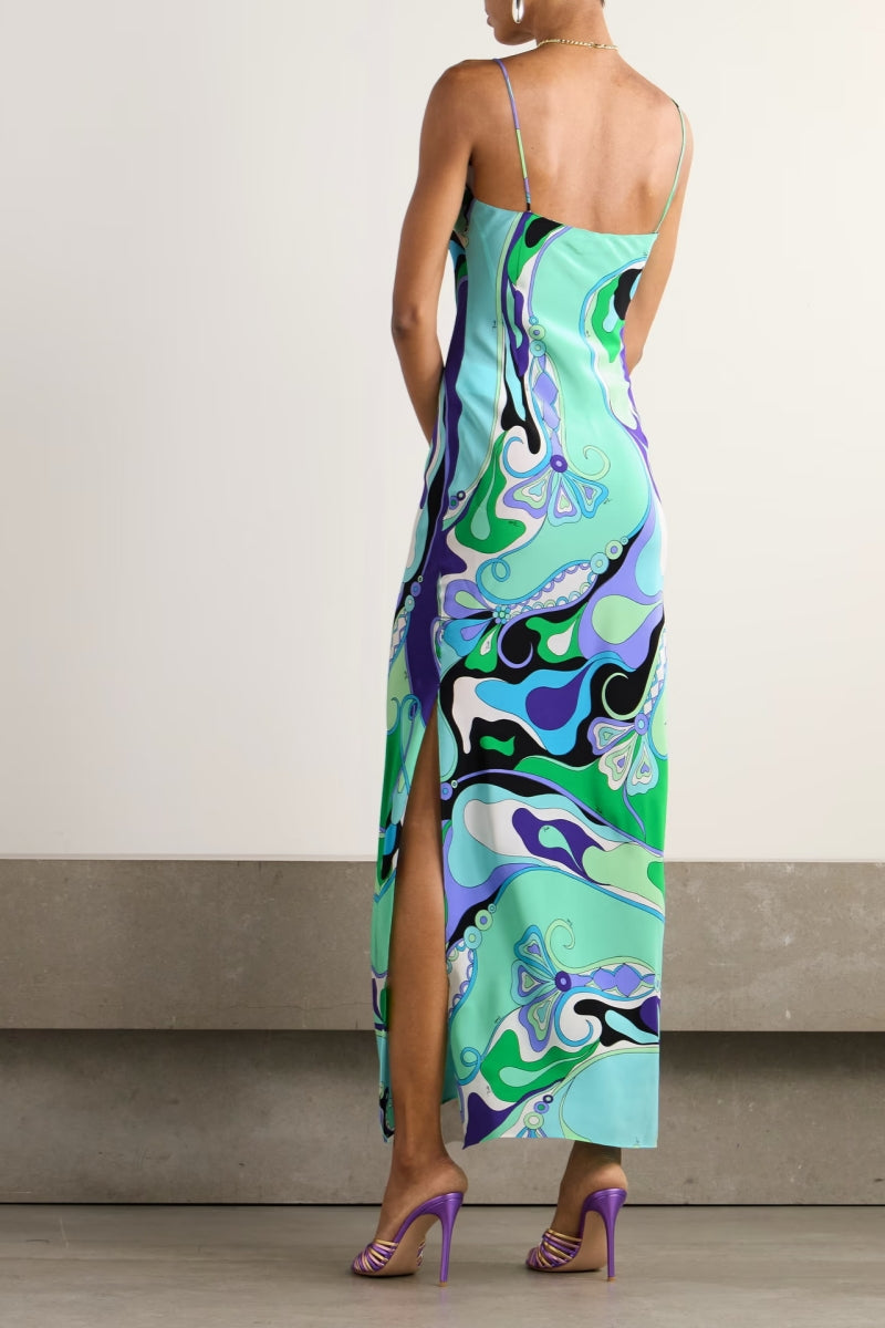 Marmo Printed Satin Maxi Dress