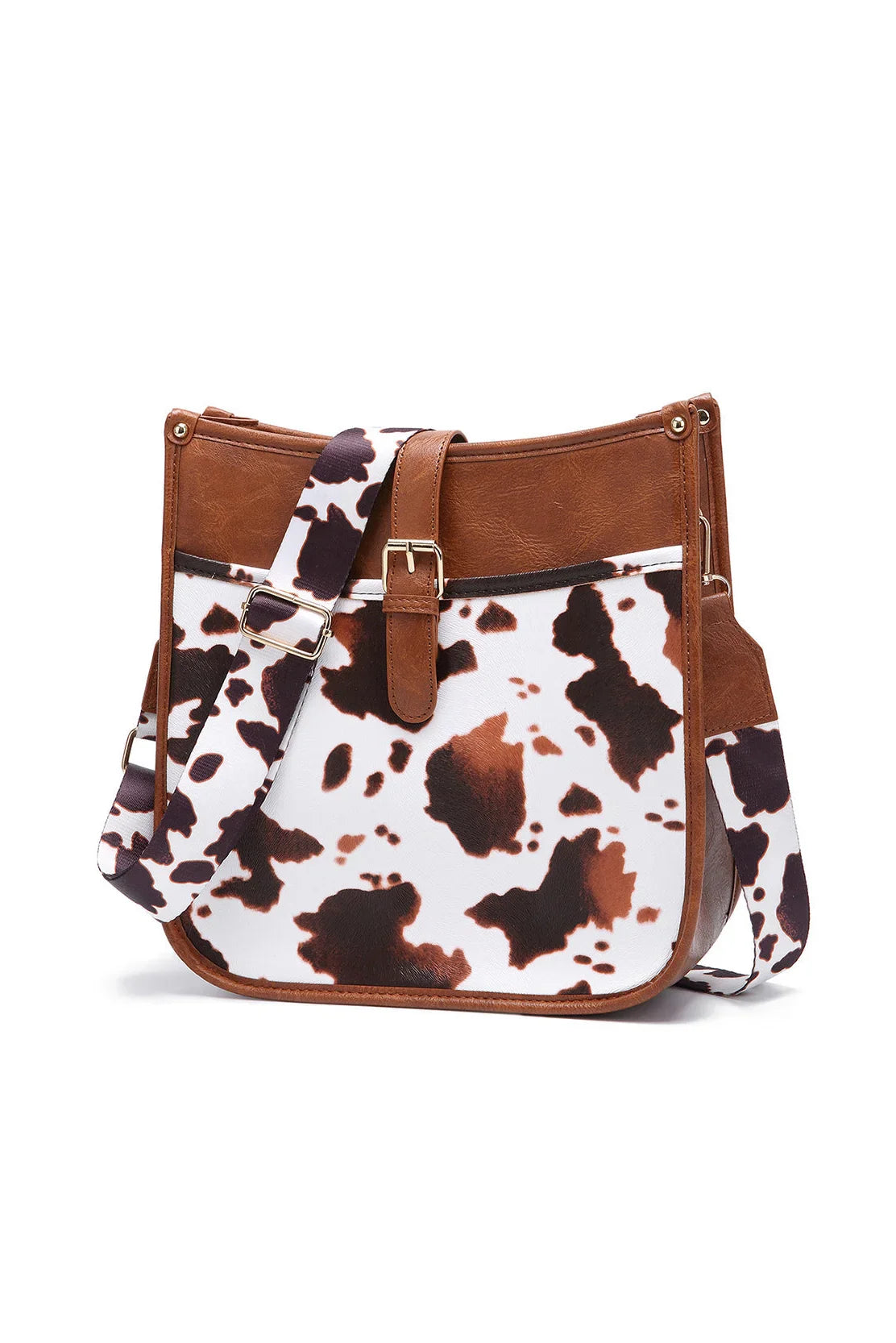 Western Cowboy Stijl Bruine Koeienprint Crossbody Tas