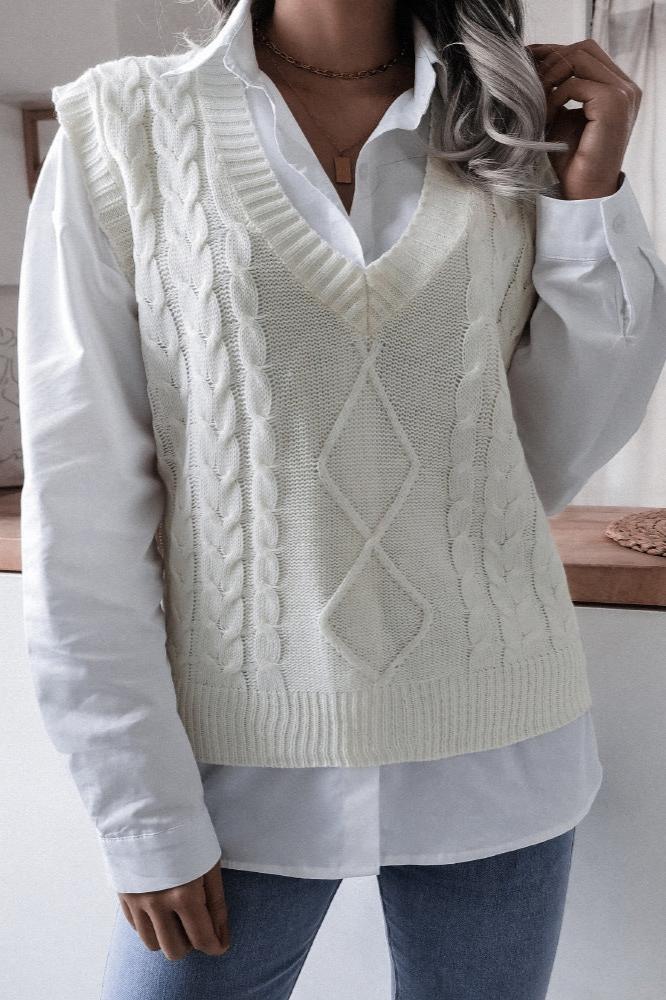 Effen Kleur Geometrisch Trui Vest