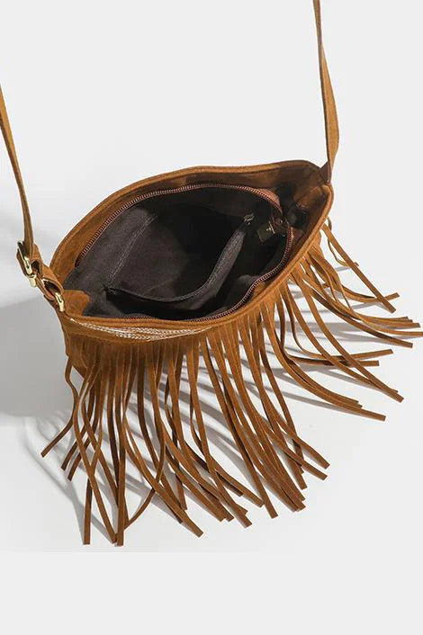 Western Cowboy Bruine Franje Crossbody Tas