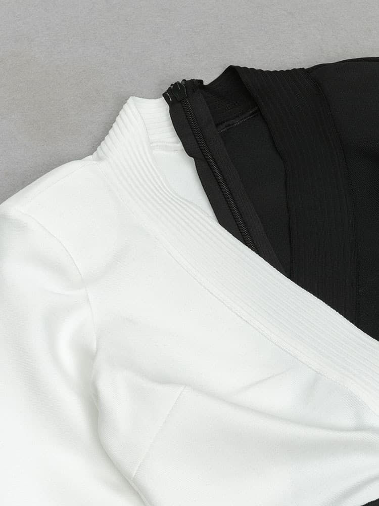 Black & White Colorblock Split Front Dress