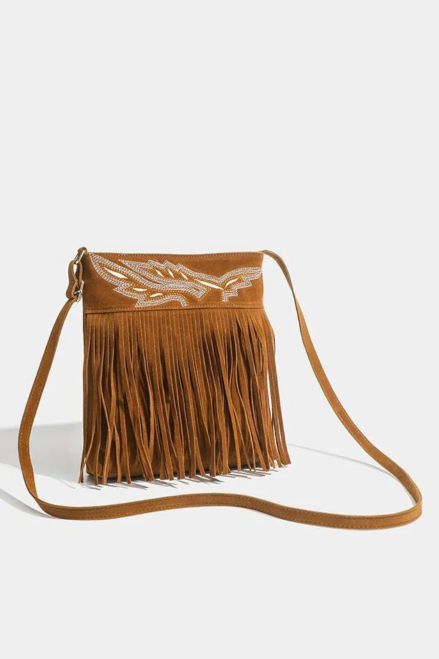 Western Cowboy Bruine Franje Crossbody Tas