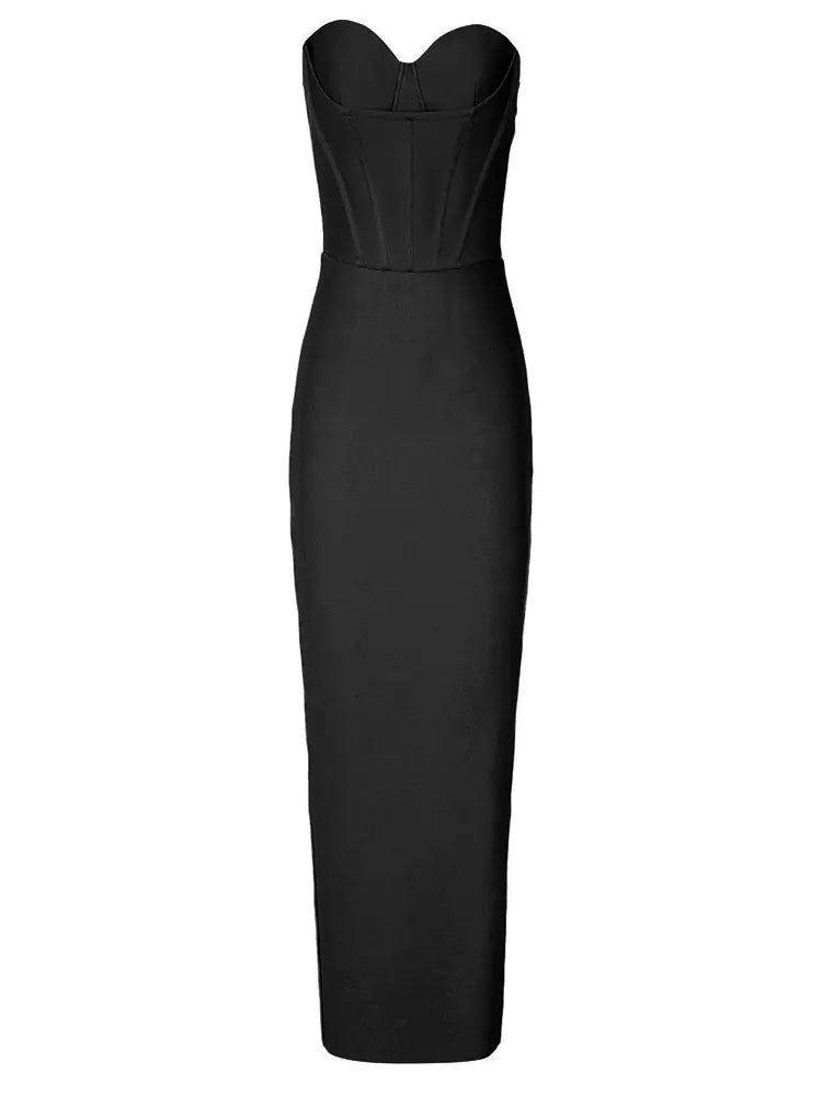 Sexy strapless bandage midi-jurk