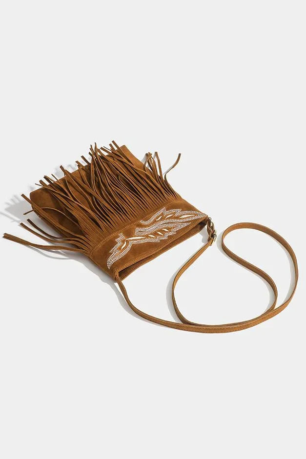Western Cowboy Bruine Franje Crossbody Tas