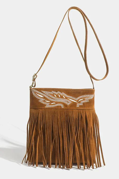 Western Cowboy Bruine Franje Crossbody Tas