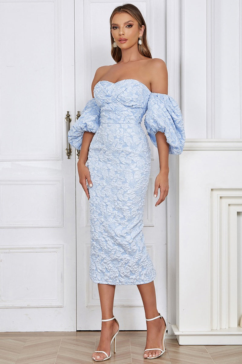 Bandeau Vintage Jurk met Pofmouwen
