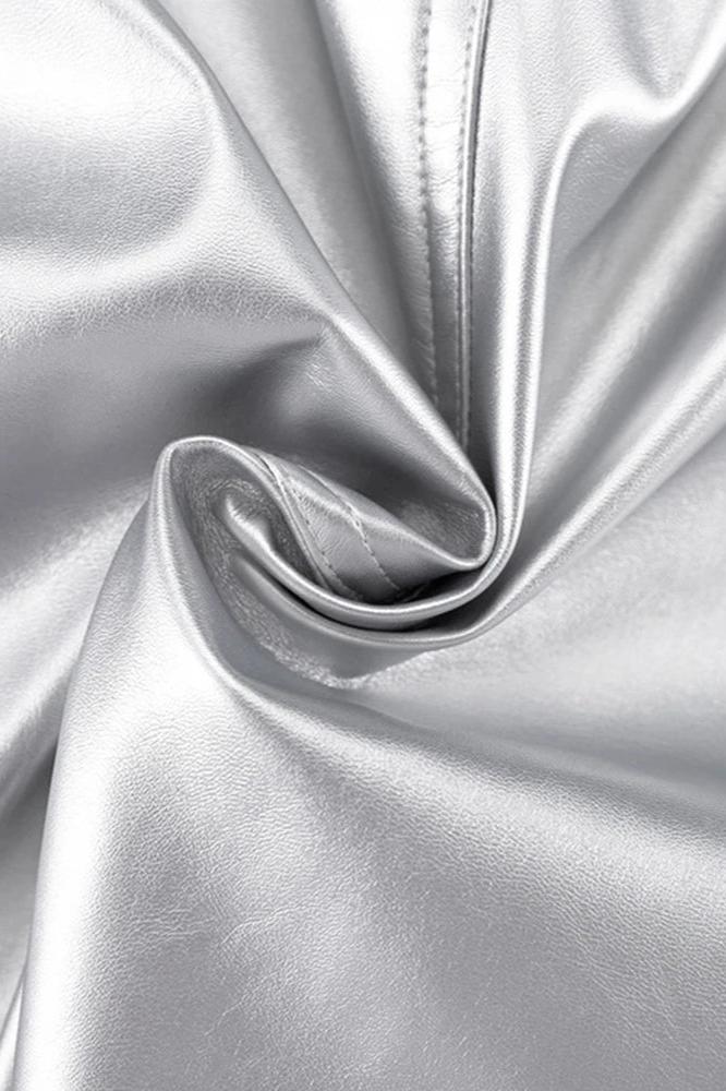 Zilveren Hoge Taille Potlood Maxi Rok