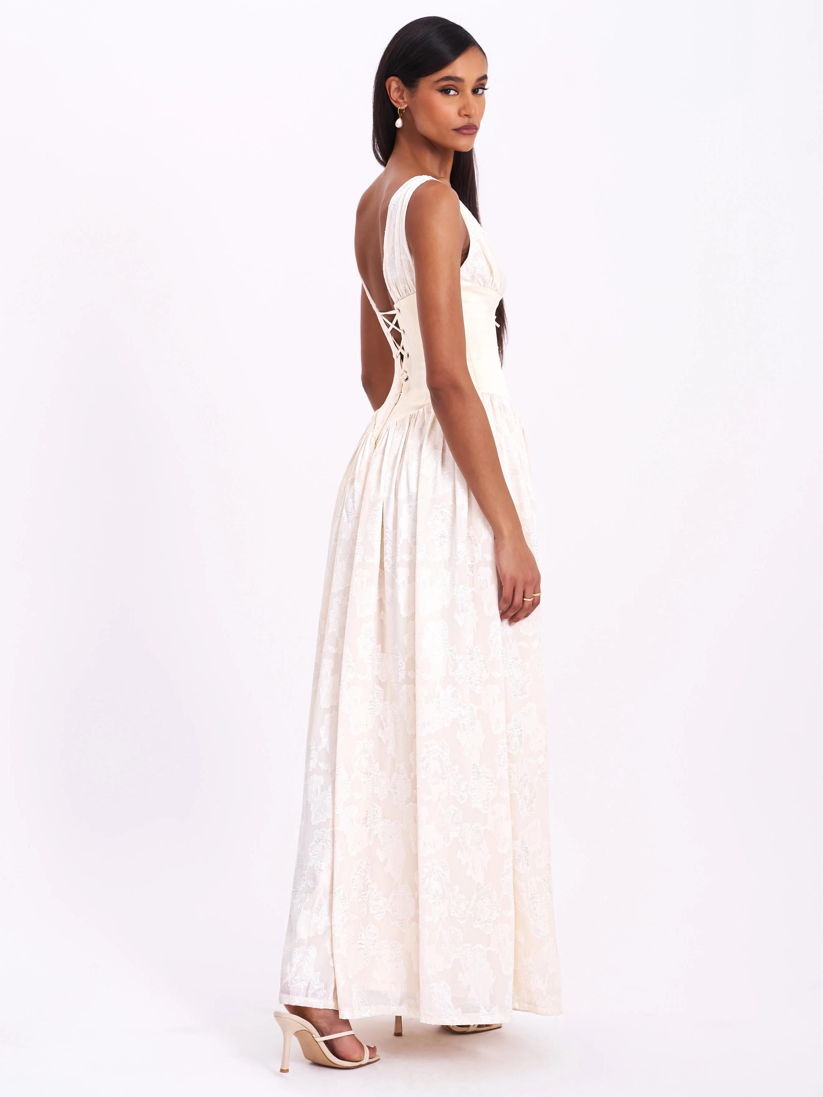 Romantic Corset Alluring Slit Maxi Dress
