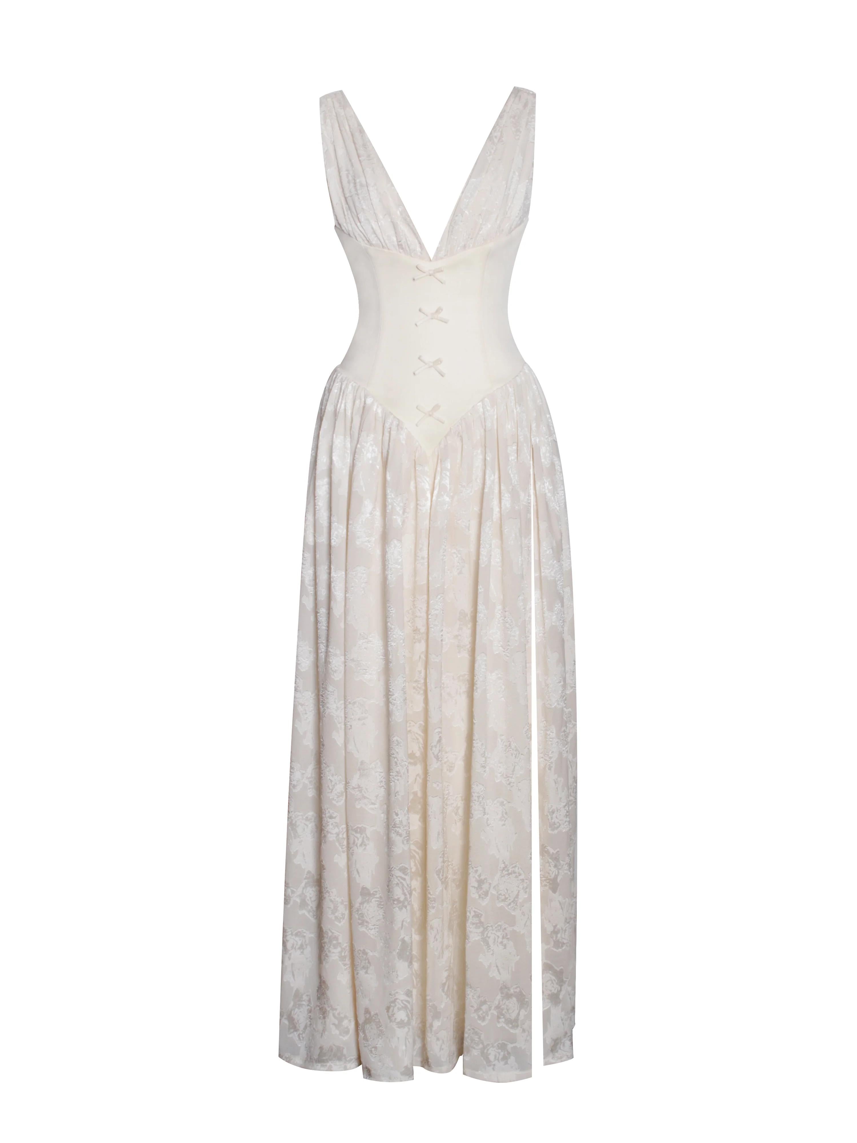 Romantic Corset Alluring Slit Maxi Dress