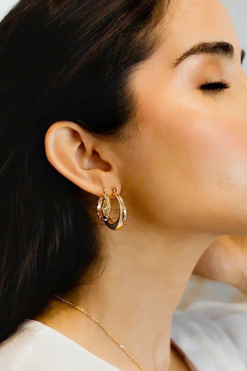 Classic Hoop Earrings Set - Gold