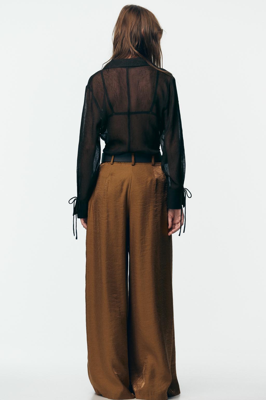 Leopard Pattern Bodysuit & Satin Wide Leg Pants