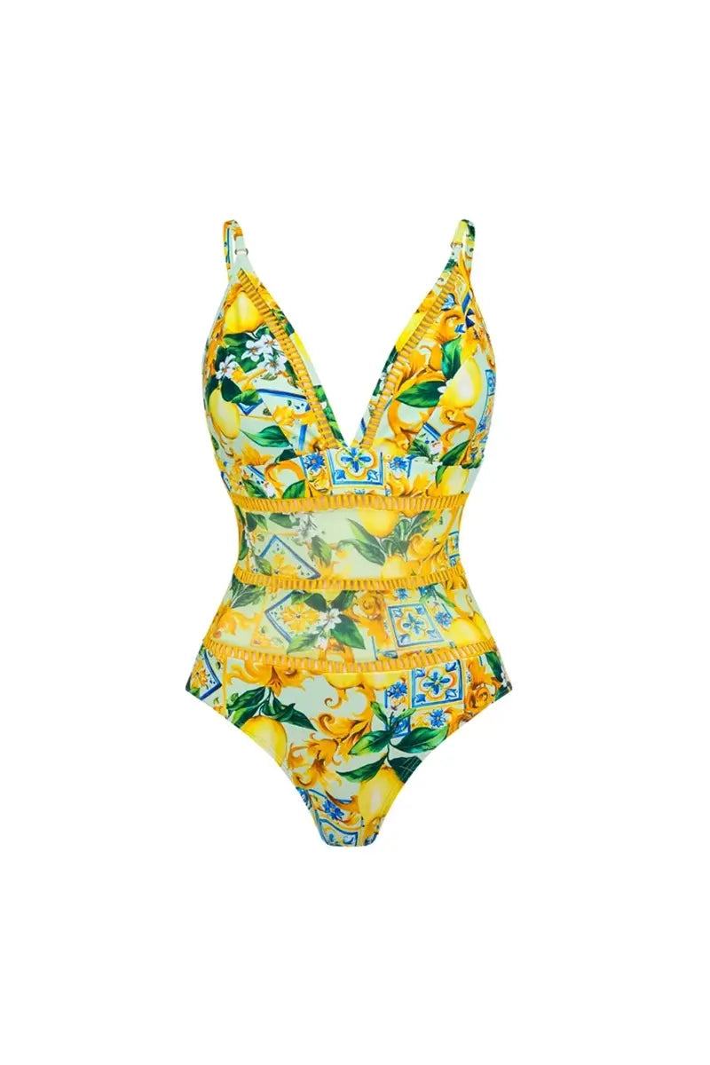 Mesh badpakset met citroenprint