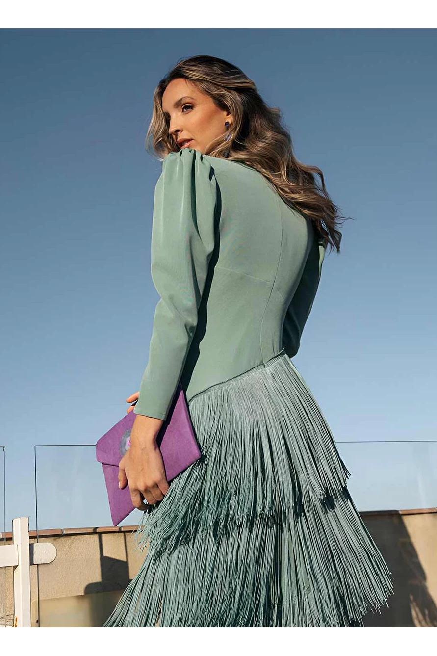 Plunge Fringe Maxi Dress