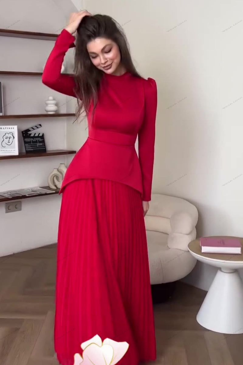 Kleurblok Samenvoeging Slim Fit Vetersluiting Lange Mouw Maxi Jurk