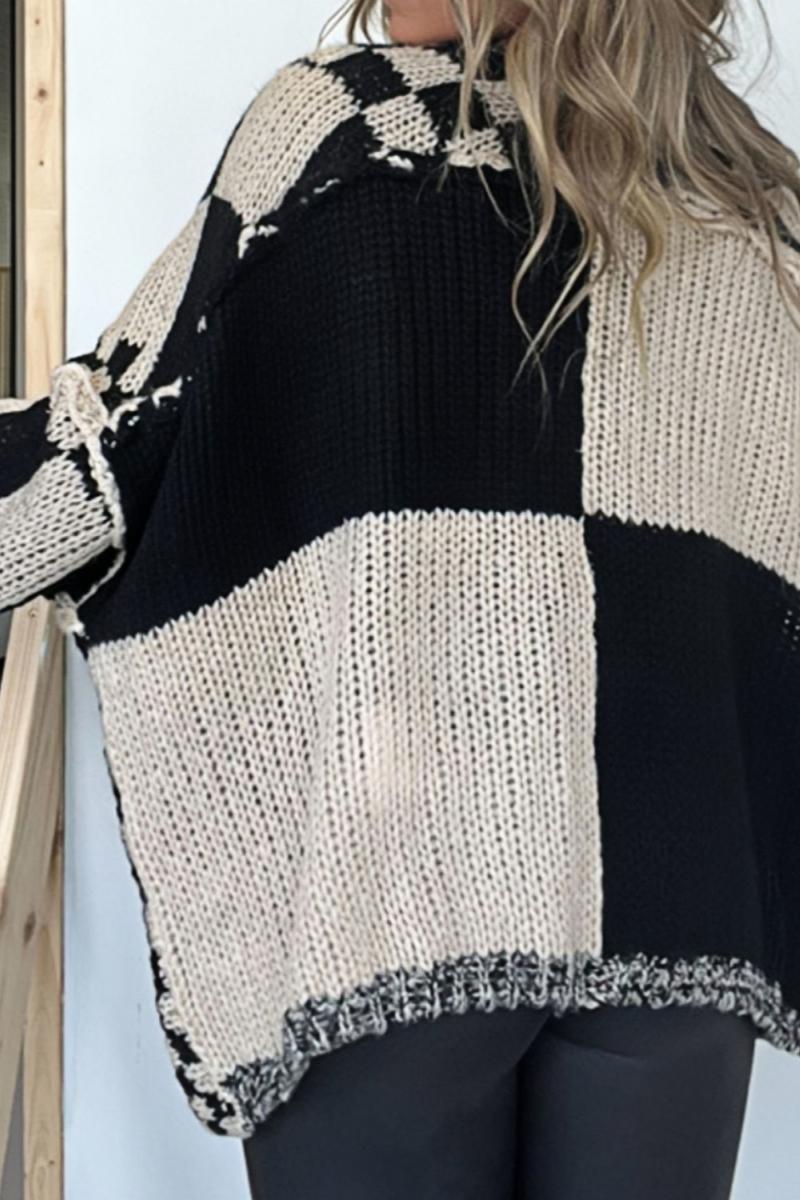 Plaid openvallende lange mouwen vest
