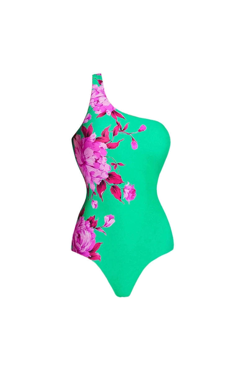One-Shoulder Printed Monokini Set