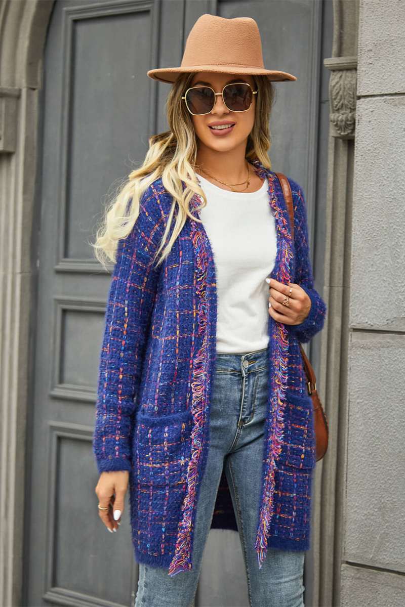 Pate Gebreide Cardigan met Zak - Blauw