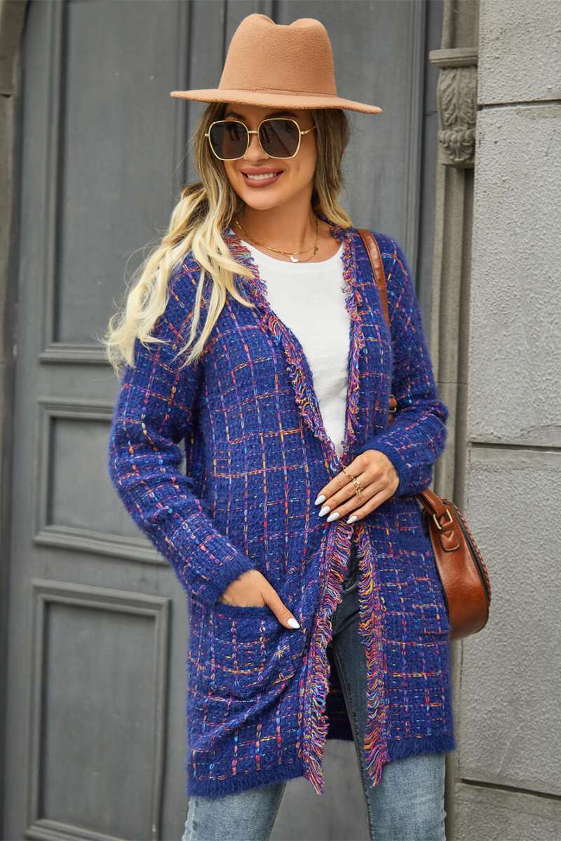 Pate Gebreide Cardigan met Zak - Blauw
