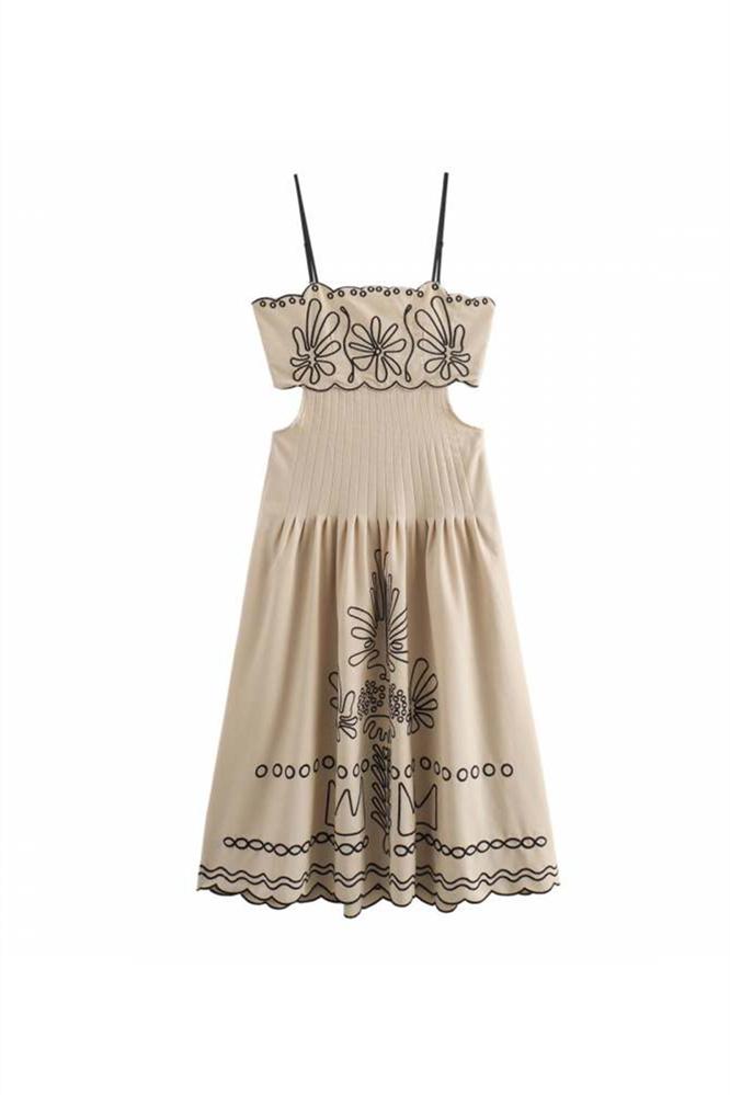 SUMMER PRINT STRAP MIDI DRESS