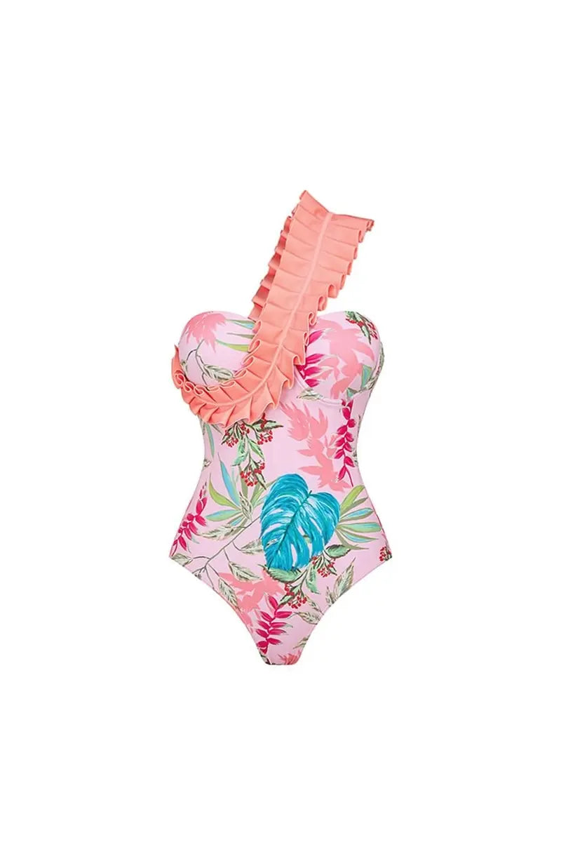 Vacation Floral Print Swimsuit Combo