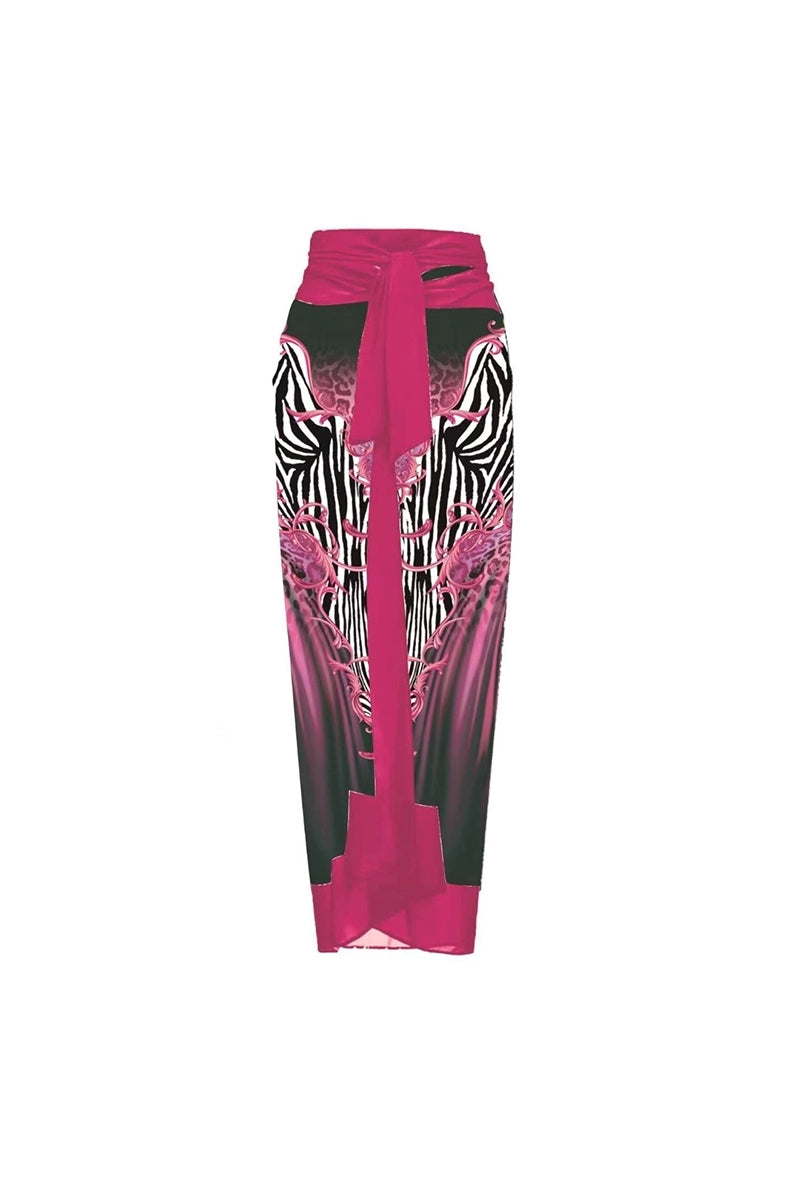 Magenta Floral Print 3D Flower Swimsuit