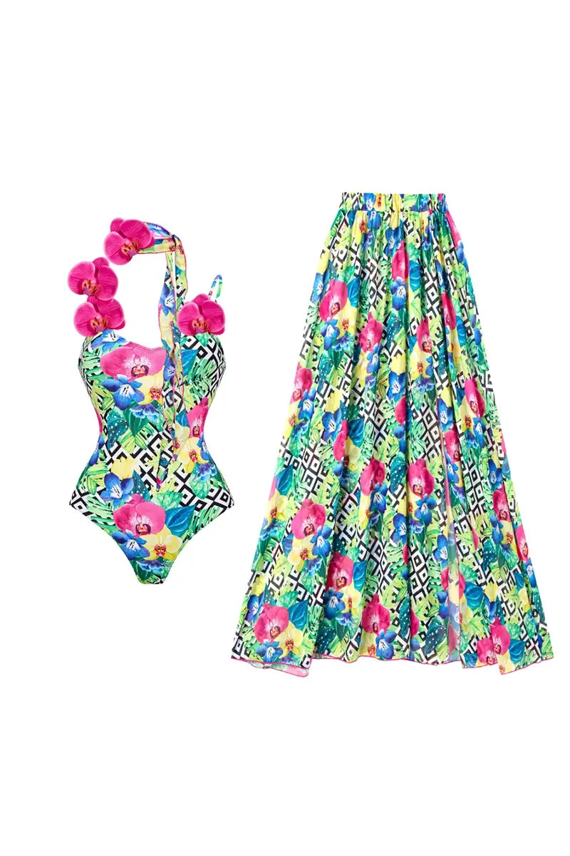 Orchidee Band Print Spaghetti Badpak Set